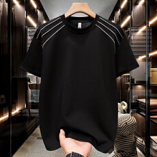 垫肩半袖t恤男短袖春夏新款修身设计感cleanfit潮牌重磅纯棉上衣