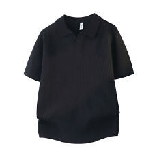 批发polo短袖复古领老钱风针织短袖男老钱风高级感美式t恤上衣夏季