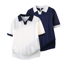 批发短袖夏季透气意式拼色轻熟潮男Polo衫弹力提花纹理修身短袖针织