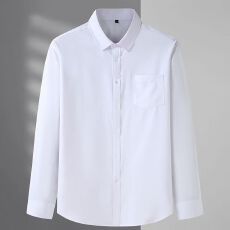 春秋衬衫长袖白色衬衫商务休闲伴娘服装大码职业口袋工装衬衫