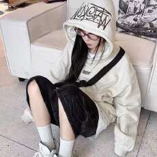 批发重工刺绣华棉连帽卫衣慵懒日系气质简约流行潮流时尚<b class='q'>新款</b>ins百搭