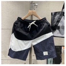 批发夏季休闲五分裤男薄款拼色速干短裤青年外穿运动沙滩裤宽松大裤衩