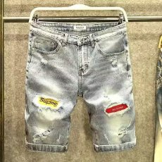 浅色破洞牛仔短裤男夏季薄款宽松五分裤男士马裤潮流百搭休闲中裤