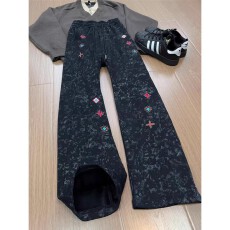 美式扎染刺绣弯刀卫裤男款重磅慵懒松弛感裤子直筒显瘦微喇运动裤