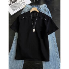 夏季休闲男拼接新款短袖T恤半袖时尚潮流圆领流行上衣