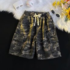 美式重磅潮牌短裤男夏季外穿斜纹针织运动卫裤纯棉宽松五分裤