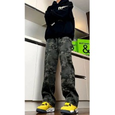 男士长裤子夏季新款迷彩裤透气牛仔裤薄款大码宽松运动直筒裤