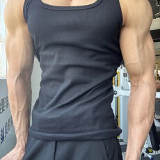 批发美式健身螺纹坎肩背心男款夏季修身显肌肉运动t恤弹力打底汗衫<b class='q'>潮</b>