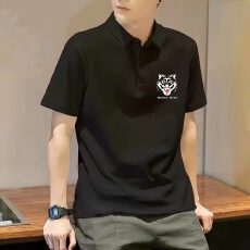 批发狼性新款polo衫男<b class='q'>短袖</b>t恤男生翻领宽松休闲潮流夏季潮牌简约上衣