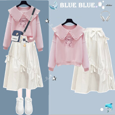 批发女大童<b class='q'>连衣裙</b>2025秋新款多巴胺小洋裙初高中学生巨好看的裙子套装