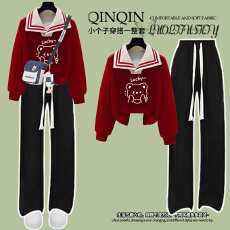 批发少女大童巨好看学院风套装秋季新款洋气学生穿搭海军领卫衣一整套