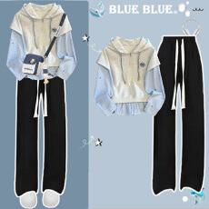 批发【上衣华棉复合】大<b class='q'>童</b>初中生时尚连帽卫衣休闲裤学院风穿搭一整套