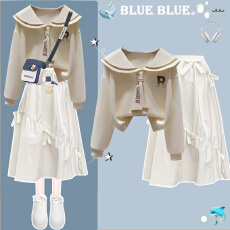 批发【纯棉华棉复合】初高中生连衣裙套装女大童学院风穿搭多巴胺洋裙