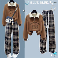 批发12到13一15岁初高中学生女秋季<b class='q'>套装</b>少女大<b class='q'>童</b>半拉链翻领卫衣两件套