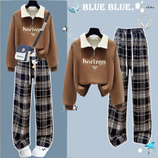 批发12到13一15岁初高中学生女秋季<b class='q'>套装</b>少女大<b class='q'>童</b>半拉链翻领卫衣两件套