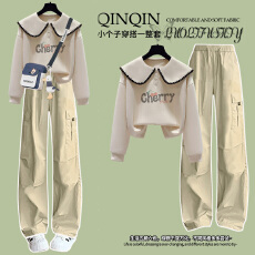 批发小清新少女大<b class='q'>童</b>娃娃衫卫衣两件套初高中学生时尚韩系工<b class='q'>装裤</b>套装