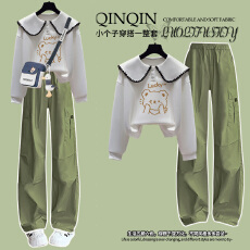 批发小清新少女大<b class='q'>童</b>娃娃衫卫衣两件套初高中学生时尚韩系工<b class='q'>装裤</b>套装