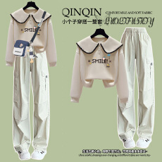 批发小清新少女大<b class='q'>童</b>娃娃衫卫衣两件套初高中学生时尚韩系工<b class='q'>装裤</b>套装