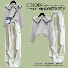 批发小清新少女大<b class='q'>童</b>娃娃衫卫衣两件套初高中学生时尚韩系工<b class='q'>装裤</b>套装