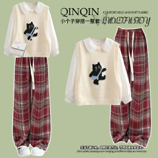 批发女大童秋<b class='q'>装</b>套<b class='q'>装</b>12-15岁初高中学生洋气马甲<b class='q'>衬衫</b>宽松网红三件套潮