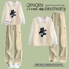 批发初高中学生秋<b class='q'>装</b>少女大童学院风套<b class='q'>装</b>时髦<b class='q'>衬衫</b>马甲工<b class='q'>装</b><b class='q'>裤</b>穿搭一整套