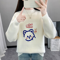 批发初中生打底<b class='q'>毛衣</b>女高中学生秋冬季加厚女大童宽松可爱风少女针织衫