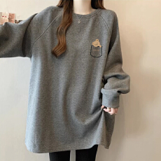 批发【德绒270克】打底衫女<b class='q'>卫衣</b>内搭加厚长袖<b class='q'>卫衣</b>中长款遮肚长袖上衣