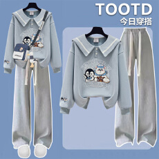 批发少<b class='q'>女</b><b class='q'>大</b><b class='q'>童</b>海军领卫衣时尚套装学院风春装新款洋气初高中学生两件套