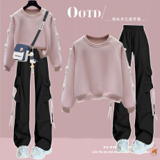 批发初中生<b class='q'>女</b><b class='q'>大</b><b class='q'>童</b>工装裤搭洋气卫衣穿搭一整套学院风巨好看洋气套装