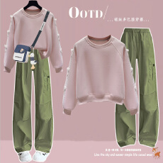 批发【纯棉华棉复合】<b class='q'>时尚</b>套<b class='q'>装</b>学生重工圆领卫衣休闲洋气工<b class='q'>装</b><b class='q'>裤</b>两件套