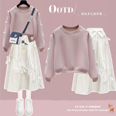 批发少女感洋气套<b class='q'>装</b>裙春<b class='q'>装</b>新款初高中学生韩系漂亮卫衣仙气半身裙套<b class='q'>装</b>