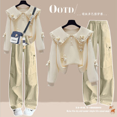 批发甜美穿搭娃娃领卫衣少女小清新春秋季初中学生休闲工<b class='q'>装</b><b class='q'>裤</b>两件套<b class='q'>装</b>