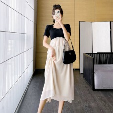 批发<b class='q'>夏</b>季韩版时尚孕妇装甜美拼接气质显瘦孕妇装大码连衣裙孕妇裙