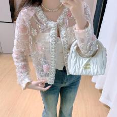 批发小香风名媛重工镂空编织钉珠薄款<b class='q'>外套</b>女新中式轻奢<b class='q'>防晒</b>短小衫上衣