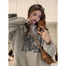 批发官图 实价 华棉复合-薄款/加绒 秋冬装加绒圆领卫衣女印花宝宝绒