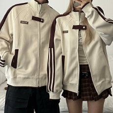 批发<b class='q'>情侣</b><b class='q'>正色</b>2025新款秋冬ins高级感美式休闲卫衣外套慵懒风宽松夹克