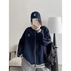 批发原版尺寸 绣花+原版针织罗口 纯棉复合松弛感棒球服休闲开<b class='q'>衫</b>立领