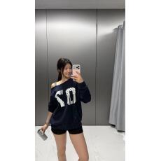 批发纯棉华棉复合牛奶丝330克+银狐绒420克】美式辣妹斜肩字母卫衣女