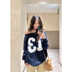 批发纯棉华棉复合牛奶丝330克+银狐绒420克】美式辣妹斜肩字母卫衣女