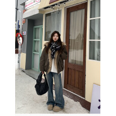 批发2025高级拼接毛领花苞派克服巴恩风棉斯男女同款<b class='q'>外套</b>