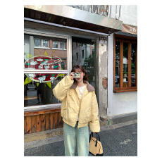 批发2025新羽绒棉服女冬季短款羊羔毛小个子保暖宽松复古棉衣<b class='q'>外套</b>