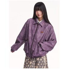 批发美式复古PU皮可拆卸毛领皮衣夹克外套<b class='q'>男</b>女秋季新款休闲百搭外套潮