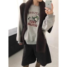 批发官图 实价 华棉复合-薄款/加绒 秋冬装加绒圆领卫衣女印花<b class='q'>宝宝</b>绒