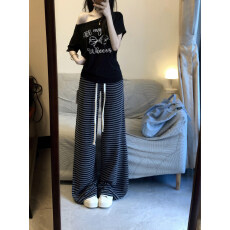 批发冰瓷棉32支原版纯棉拉架200克95棉5氨纶超爽滑斜<b class='q'>露肩</b>短袖T恤女