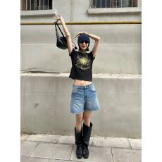 批发1*1纯棉 常规款 正肩短袖 高弹力新款夏季修身显瘦洋气上衣