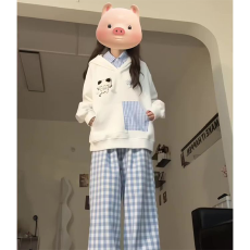 批发（80件起做，包工包料，七天出货）刺绣+广州格子 卫衣女