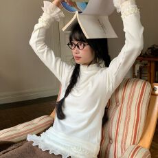 批发欢迎外贸公司合作，立体花朵针织衫女秋冬季纯欲V领内搭T恤打底