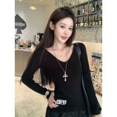 批发欢迎外贸公司合作，甜酷风印花长袖T恤女<b class='q'>修身</b><b class='q'>打底衫</b>内搭上衣