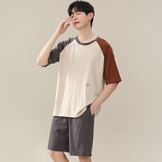 批发卡馨 夏季新款<b class='q'>男士</b>睡衣莫代尔凉感纯色简约套头大码<b class='q'>短袖</b>短裤套装