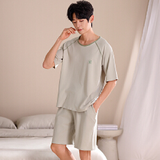 批发新款<b class='q'>男士</b>睡衣宽松休闲大码纯色简约<b class='q'>短袖</b>短裤莫代尔时尚家居服套装